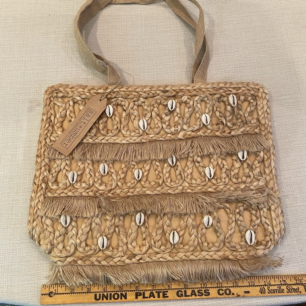 Salt + Umber Jute Seashell Tote Bag. NWT.
